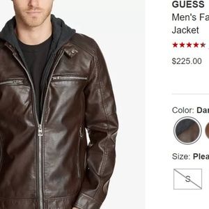 ✅ NWOT GUESS Faux-Leather Detachable-Hood Jacket